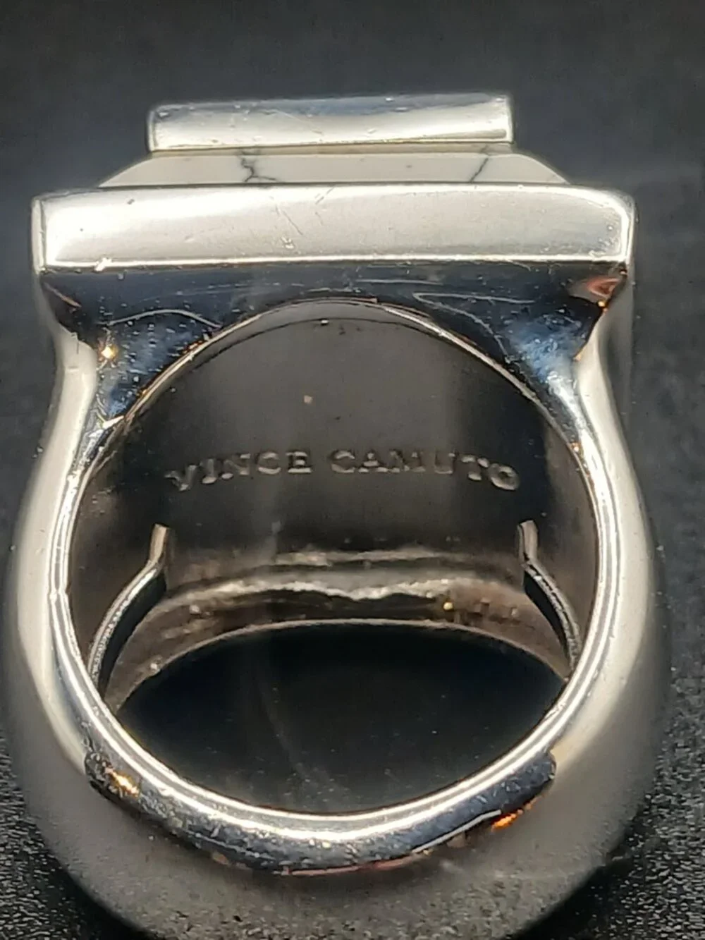 Vince Camuto Men's Signet Ring With White Howlite Silvertone Size 8 30gr